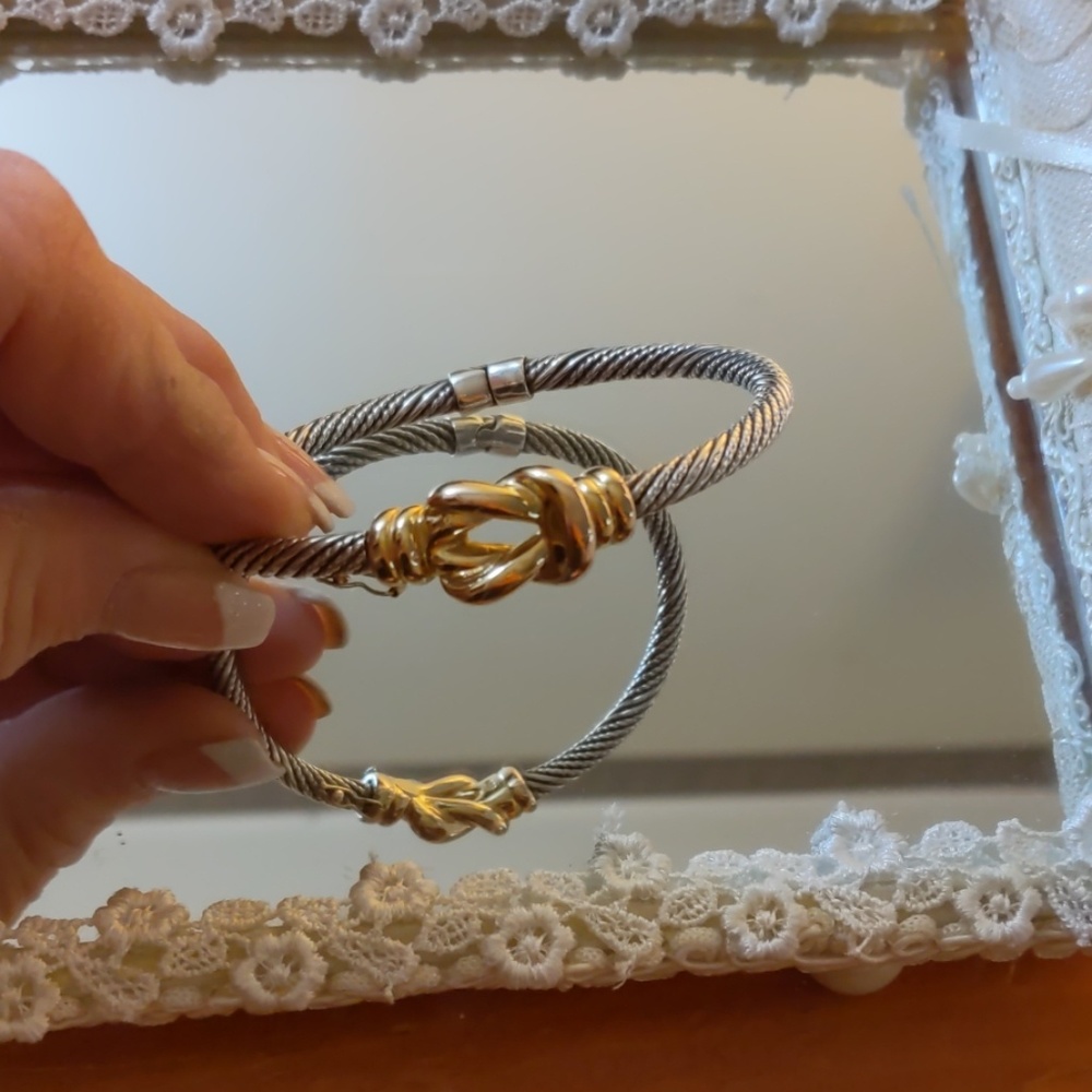 JTL Designer 14K YG & Sterling Knot Cable Bracelet